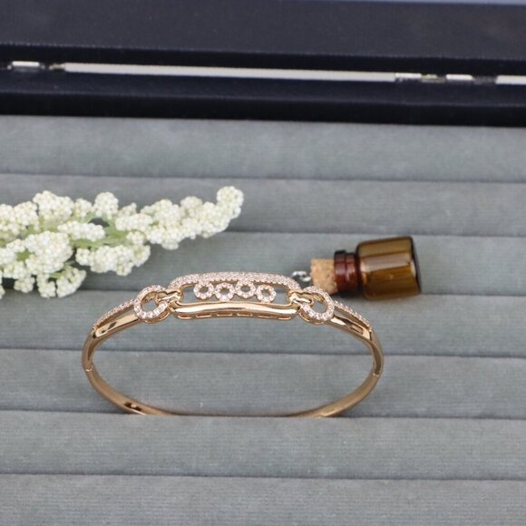 Radiant Oval Link Rose Gold Bangle with CZ Accents, XPBL0444 - Picture 10 of 12